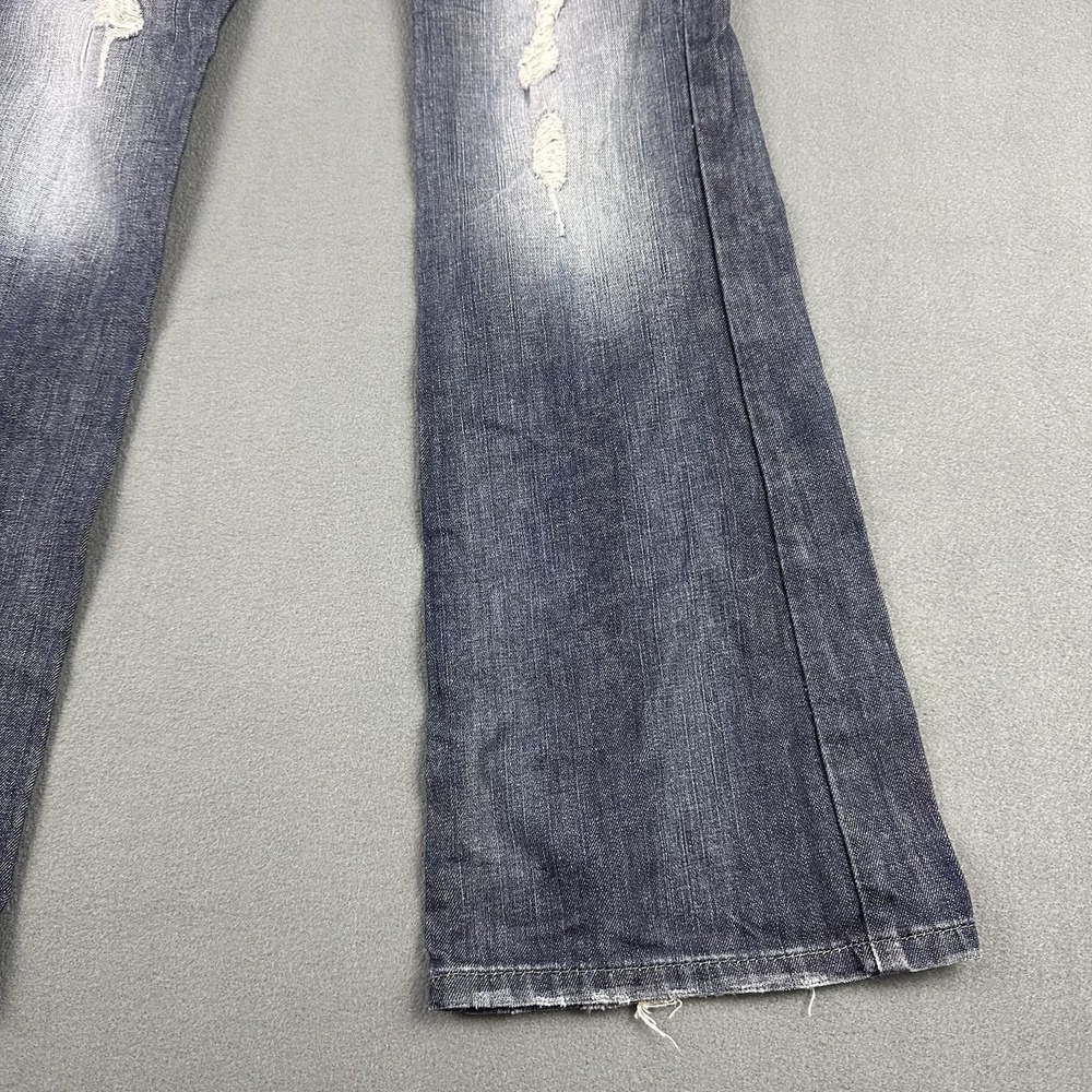 Guess Premium Light Wash Denim Jeans Size 28 Ripped Distressed Flare Low Rise - Picture 7 of 14
